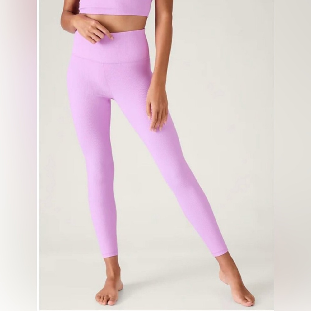 ATHLETA M Ultra High Rise Elation Tight Medium Orchid Pink Ribbed
